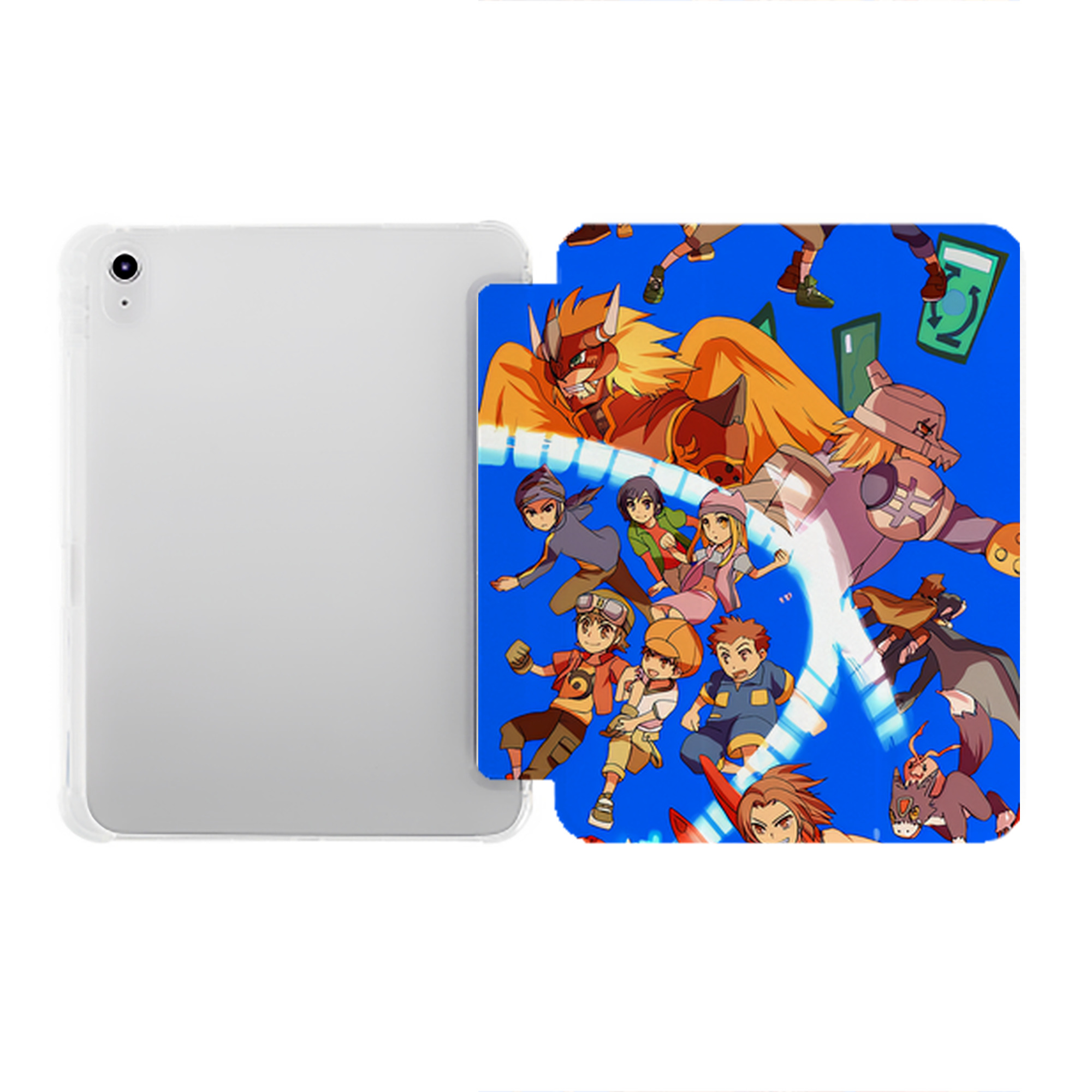 （画像用） Digimon デジタルモンスター/デジモン IPad ケース ペン収納付き 三つ折りスタンド PUレザー×シリコン 対応機種9.5/10.5/10.9インチ